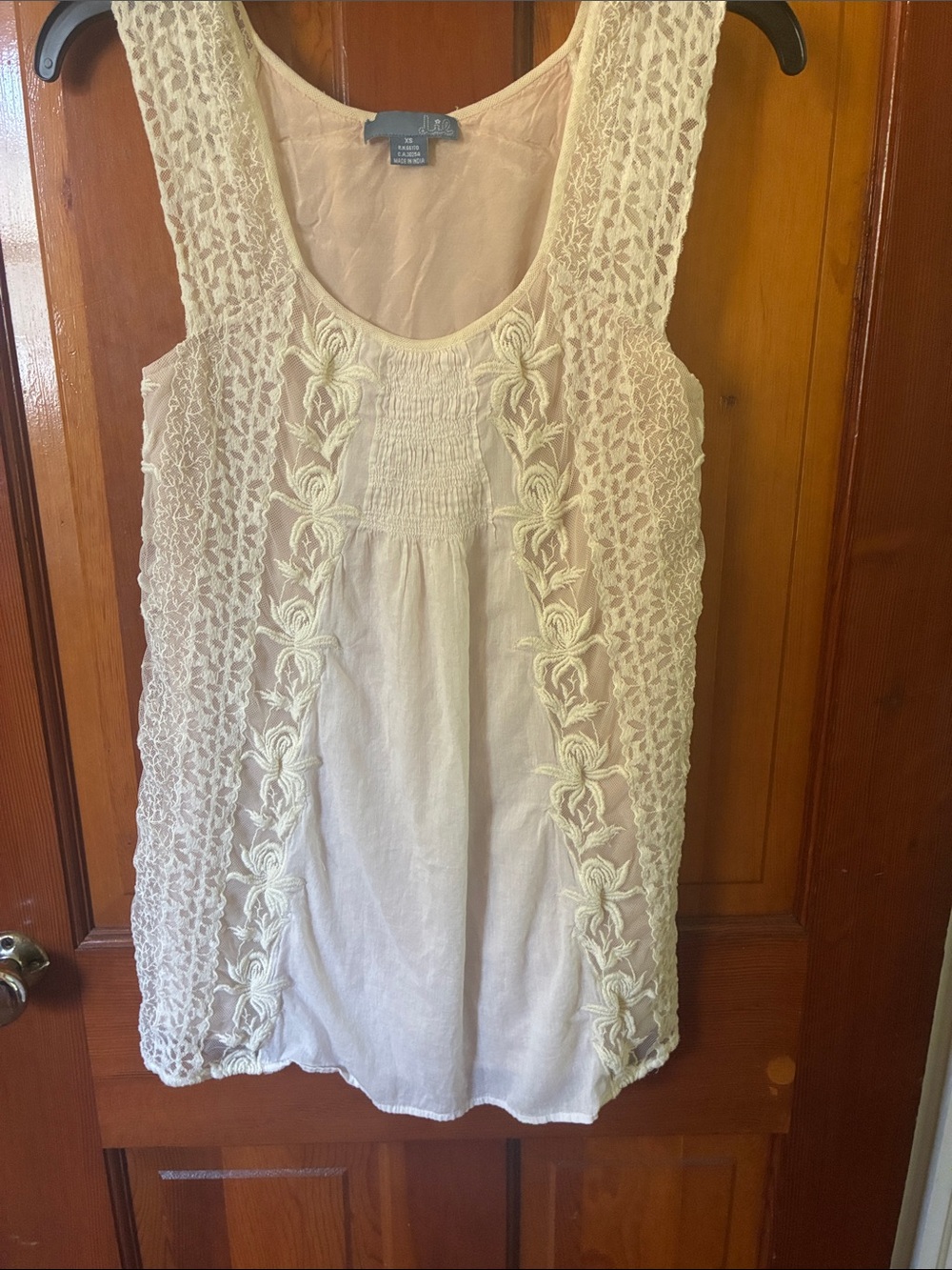 Cream Crochet-Detail Scoop Neck Camisole Top